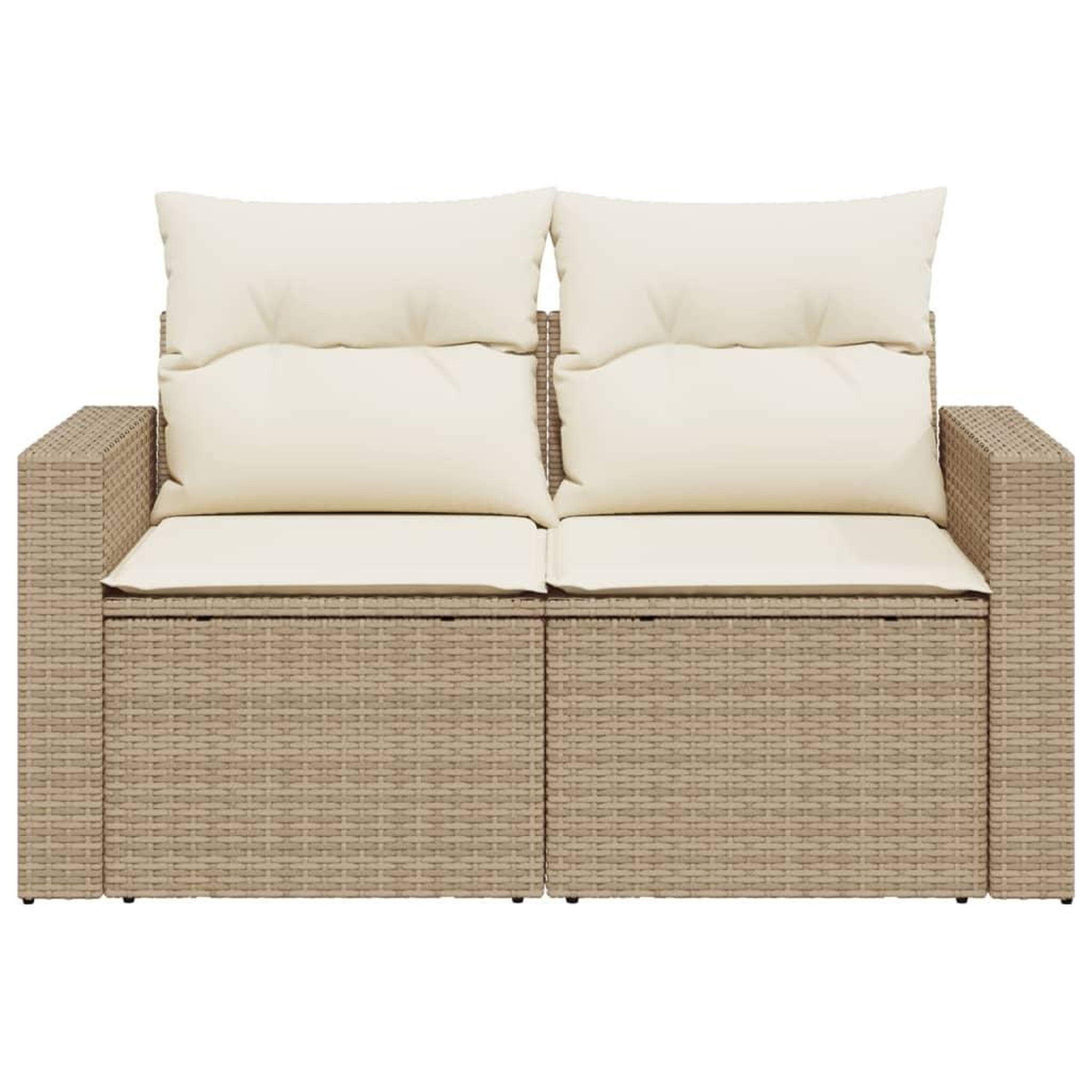 Voir la diapositive 4 : VIDAXL Canape de jardin avec coussins 2 places beige resine tressee