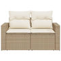 Voir la diapositive 4 : VIDAXL Canape de jardin avec coussins 2 places beige resine tressee