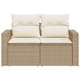 Voir la diapositive 4 : VIDAXL Canape de jardin avec coussins 2 places beige resine tressee