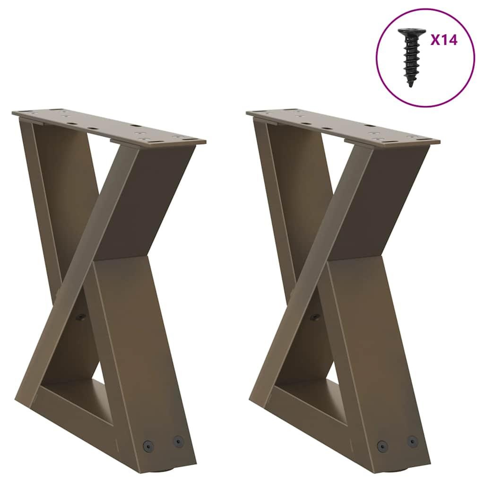 VIDAXL Pieds de table basse 2 pcs acier naturel 30x(30-31,3) cm acier