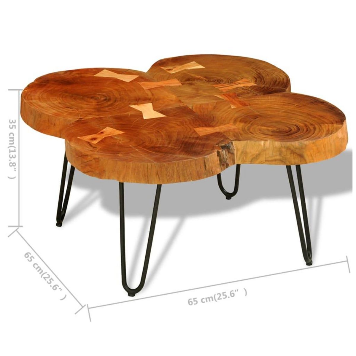 VIDAXL Table basse 35 cm 4 troncs Bois