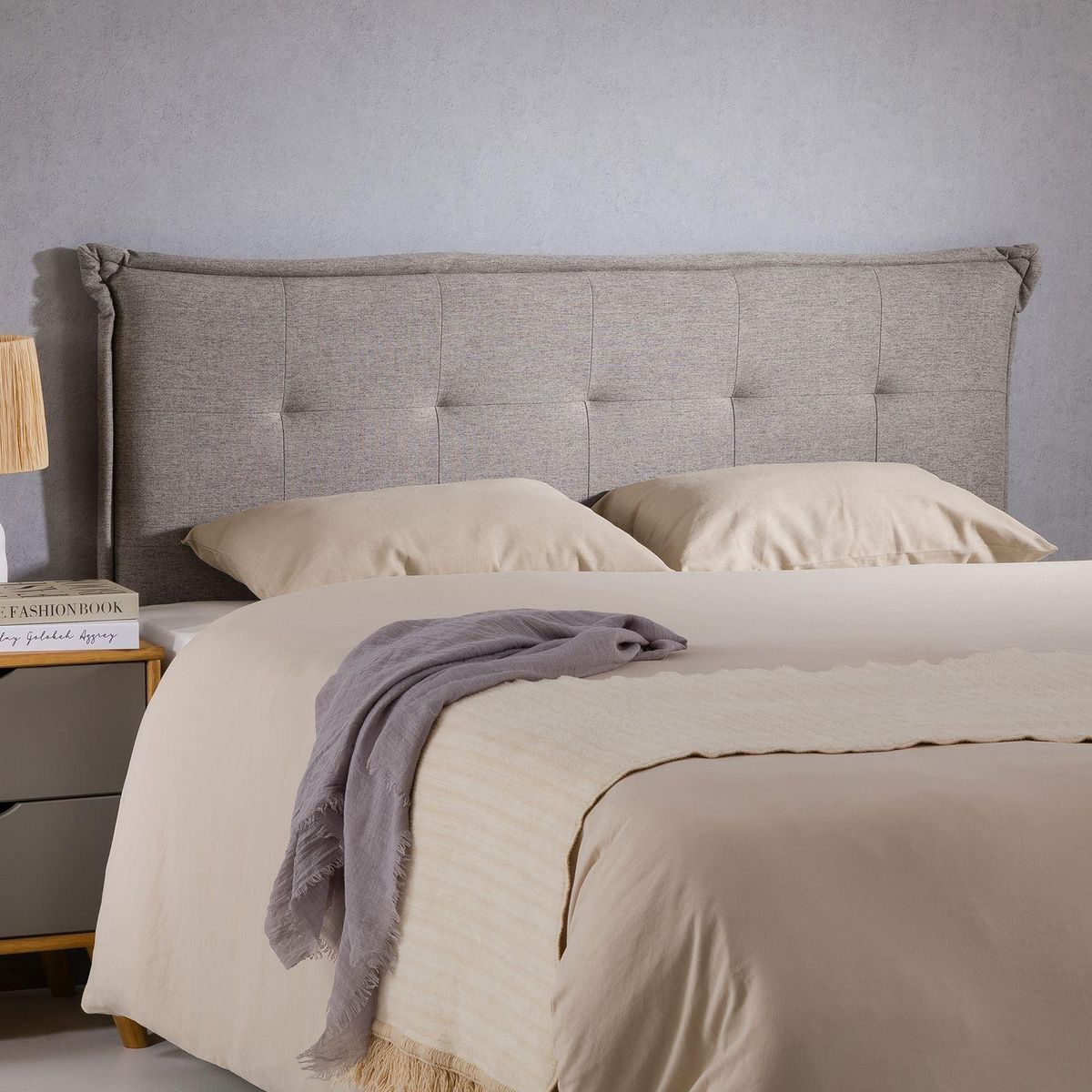 IDIMEX Tête de lit TIMOTHÉ 140 capitonnée sur pieds, en tissu