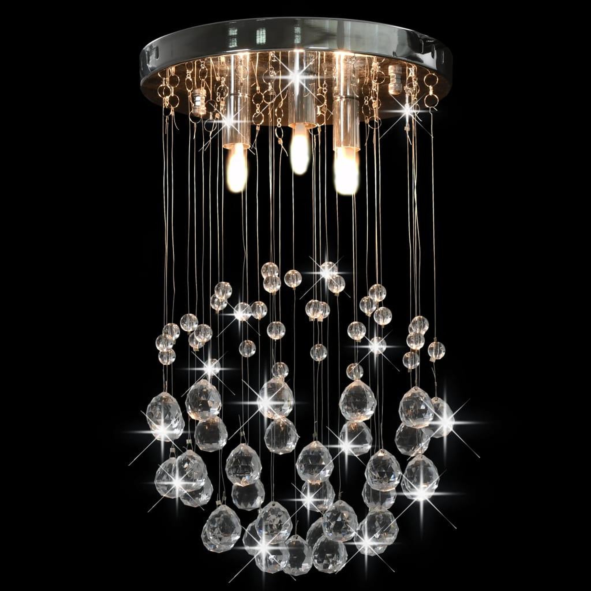Voir la diapositive 2 : VIDAXL Plafonnier avec perles de cristal Argente Sphere 3 ampoules G9