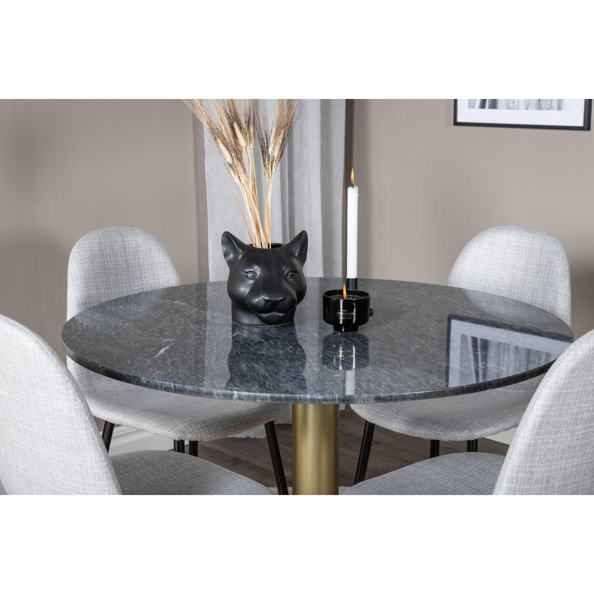 Voir la diapositive 6 : Paris Prix Ensemble Table à Manger & 4 Chaises  Estelle II & Polar I  106cm Gris Foncé & Gris