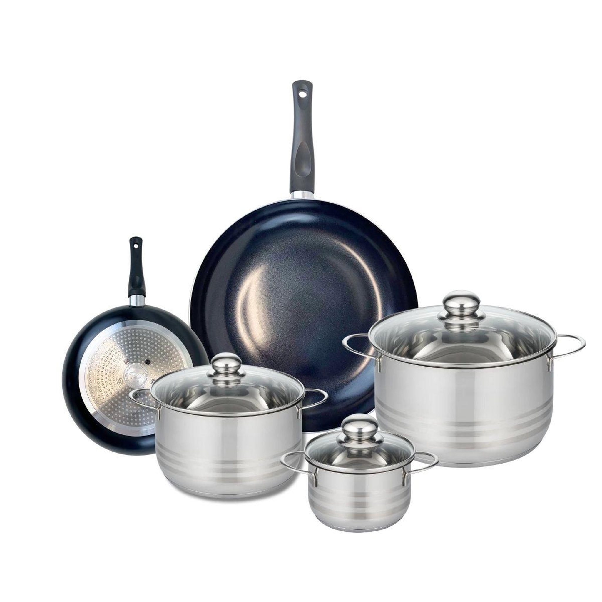 ELO Ensemble de 2 poêles de cuisson 20 et 32 cm et 3 faitouts 14, 20 et 24 cm elo prima brillant