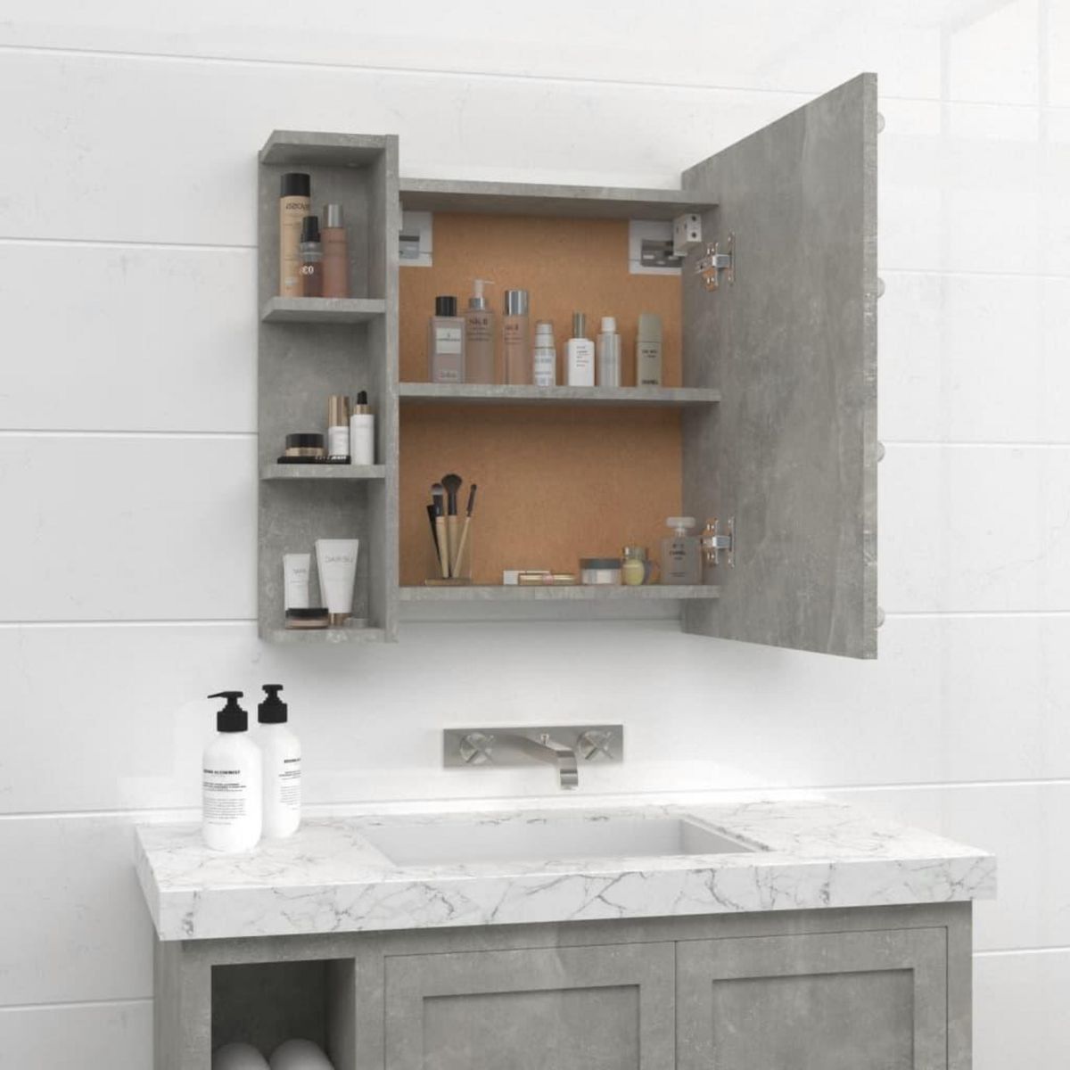 VIDAXL Armoire a miroir avec LED Gris beton 70x16,5x60 cm