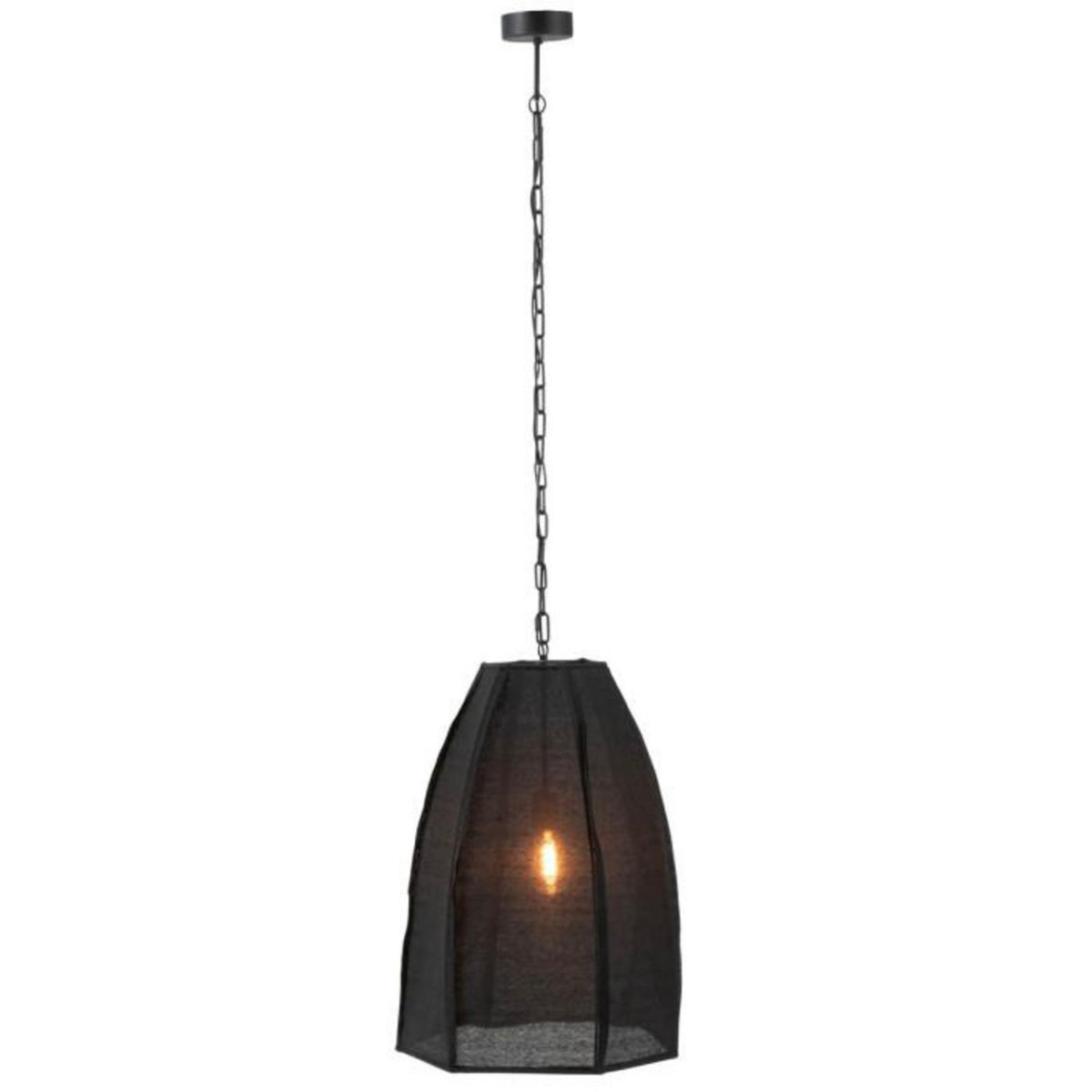 Paris Prix Lampe Suspension en Lin  Poire  173cm Noir
