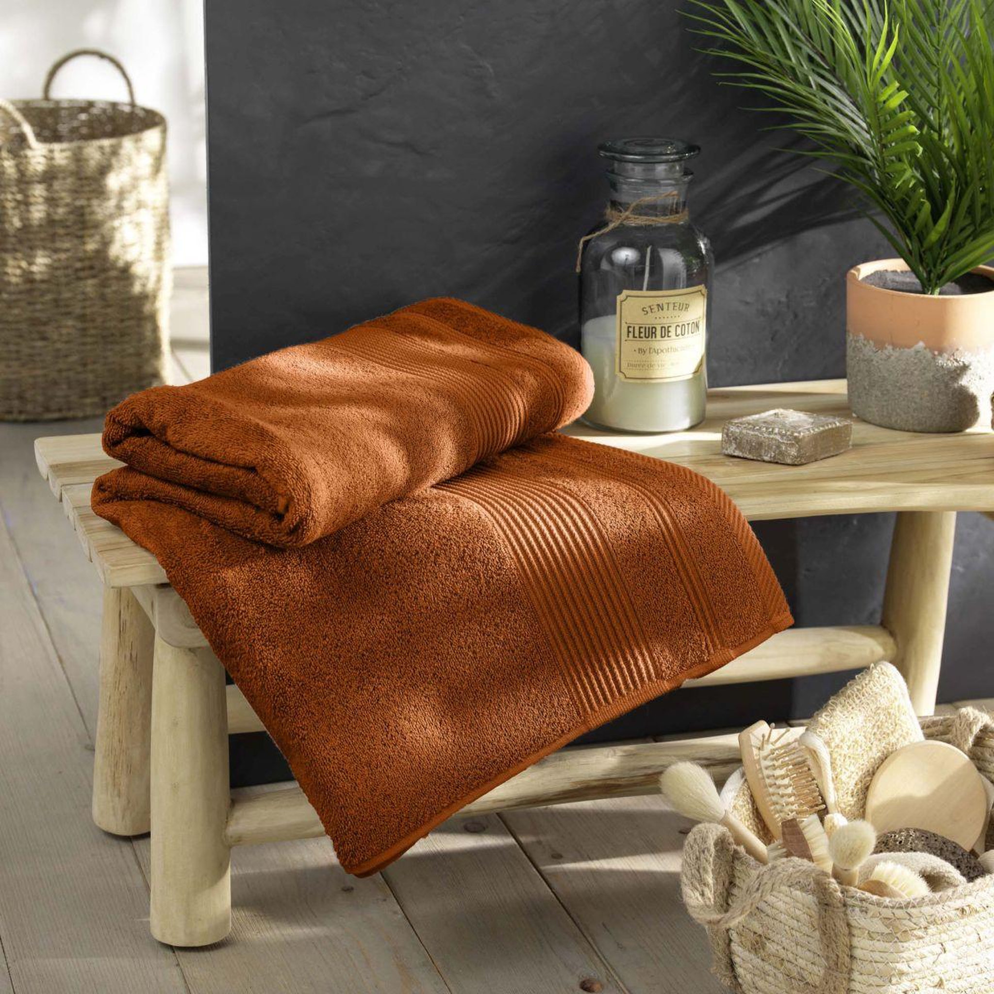 Voir la diapositive 4 : Douceur d'Intérieur Drap de bain  tendresse  90x150cm caramel
