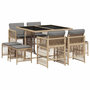 Voir la diapositive 2 : VIDAXL Ensemble a manger de jardin et coussins 9 pcs melange beige