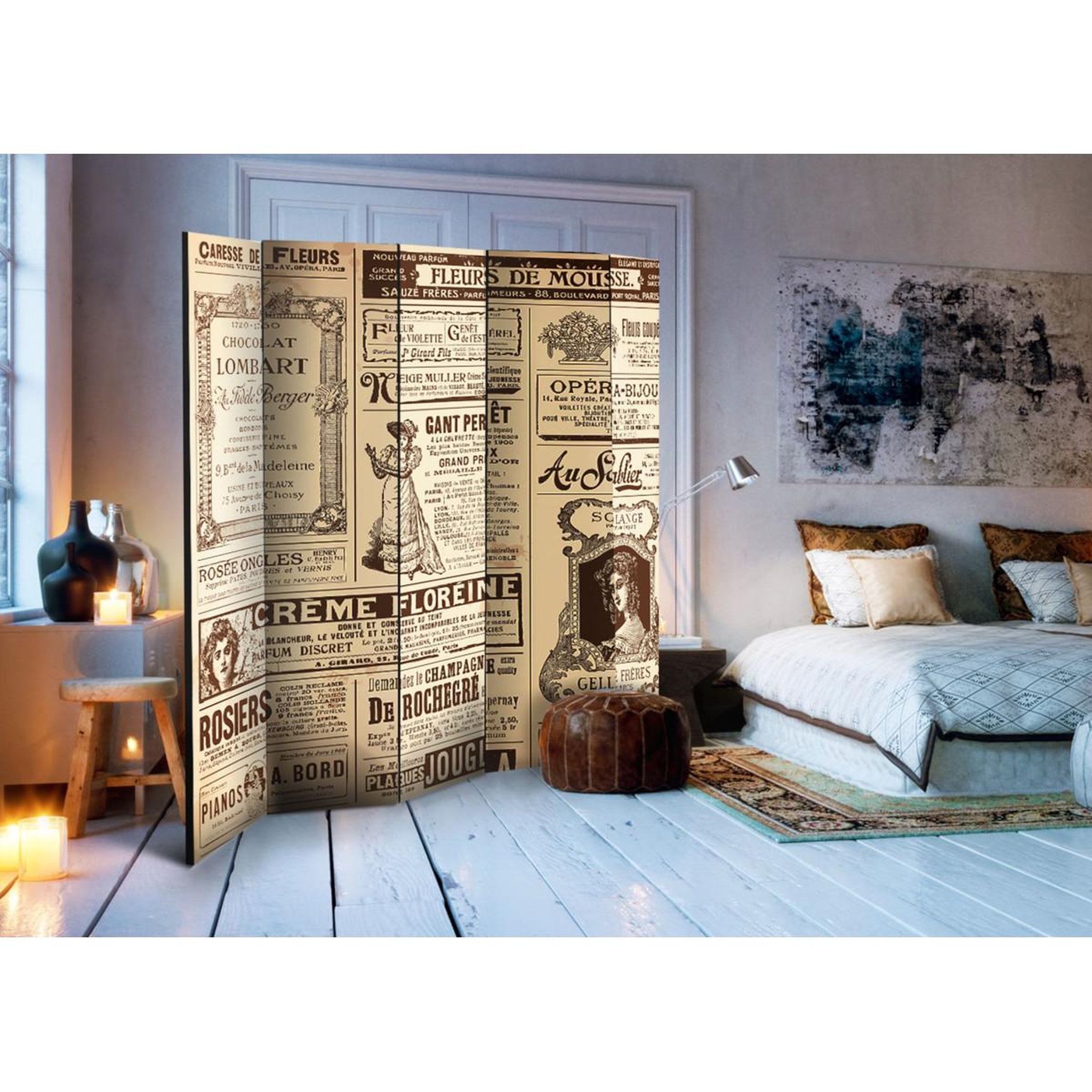 Voir la diapositive 2 : Paris Prix Paravent 5 volets  vintage magazines  172x225cm