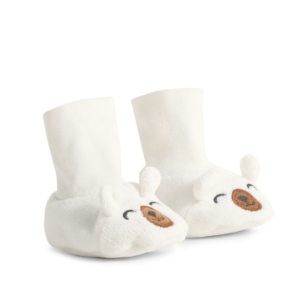 INEXTENSO Chausson en velours de naissance écru 