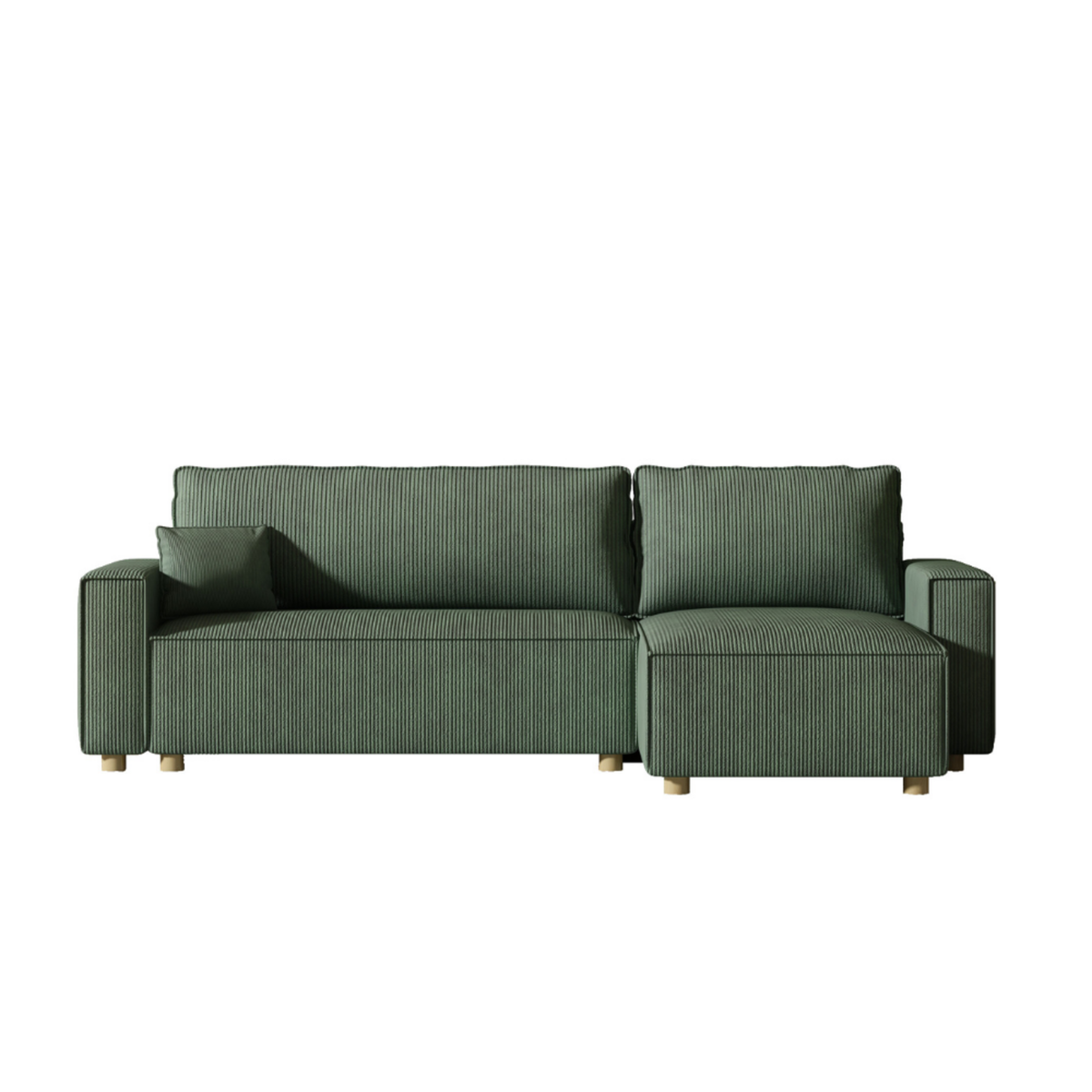 CONCEPT USINE Canapé convertible d'angle en velours côtelé vert COSY