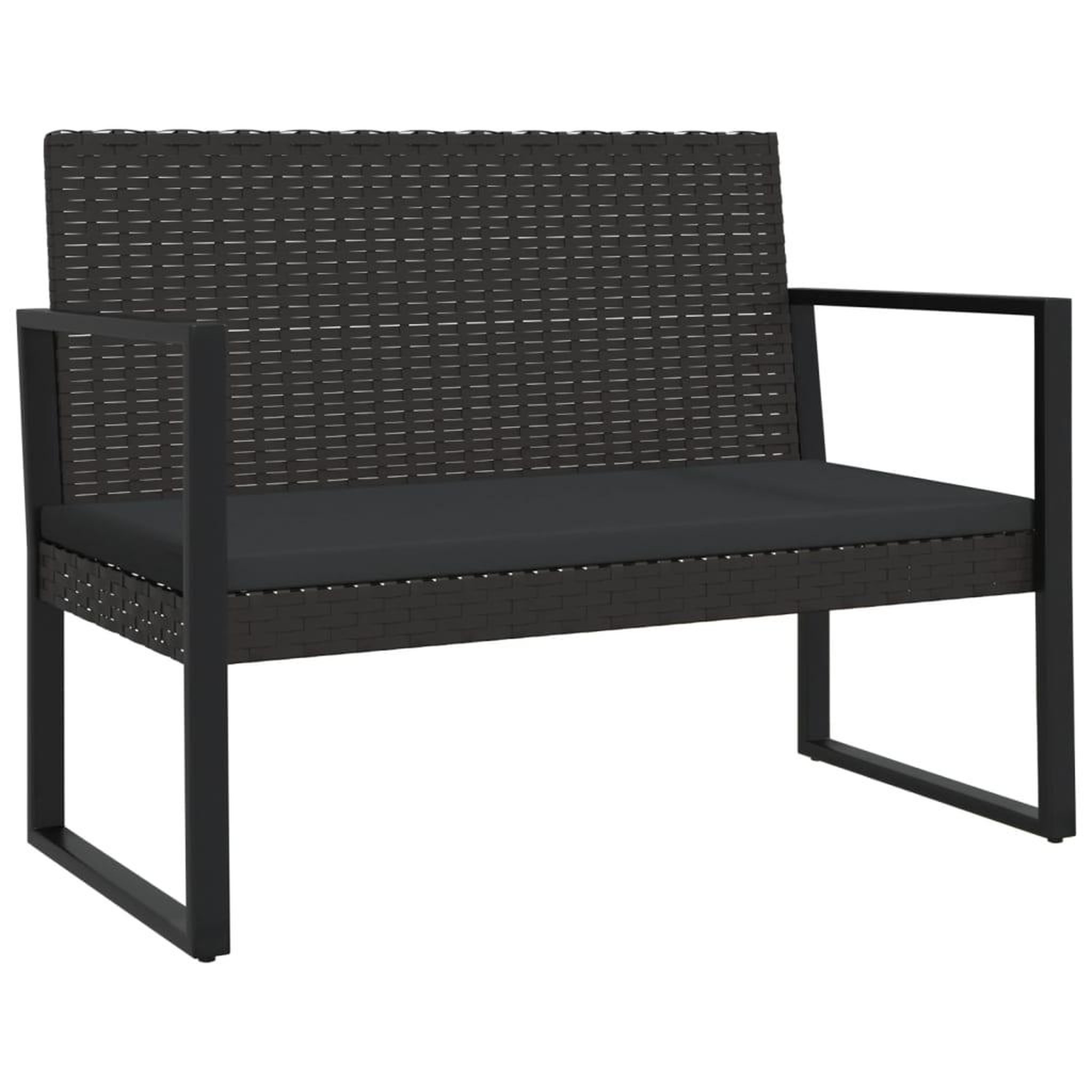VIDAXL Banc de jardin avec coussins noir 106 cm resine tressee
