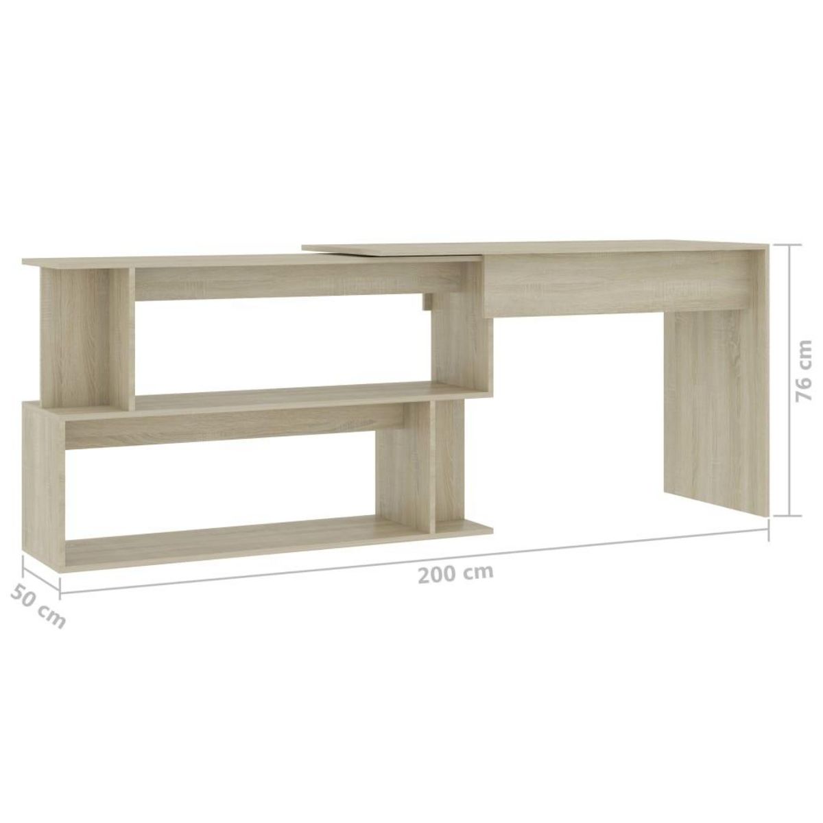 VIDAXL Bureau d'angle Chene sonoma 200x50x76 cm Bois d'ingenierie