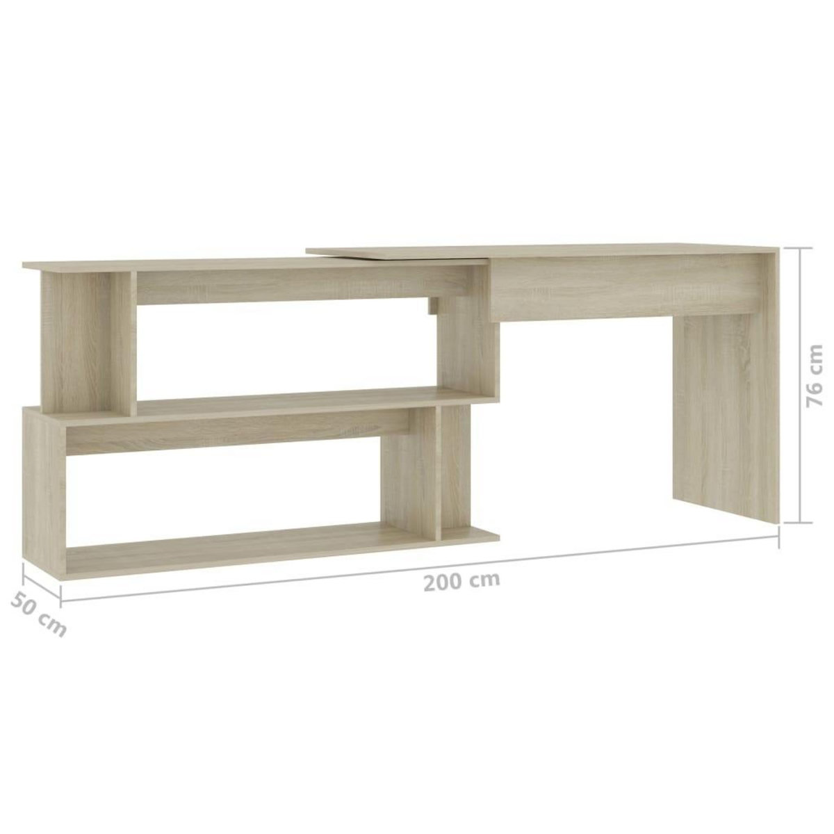 VIDAXL Bureau d'angle Chene sonoma 200x50x76 cm Bois d'ingenierie