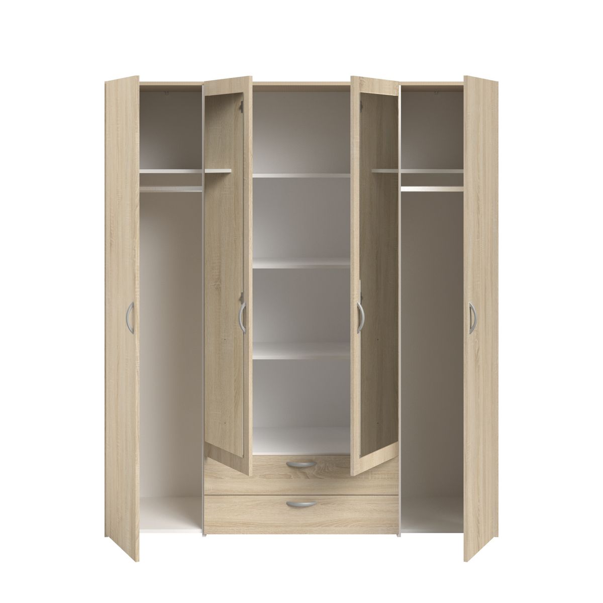 Armoire 4 portes 2 tiroirs 1 miroir L160cm DAISY