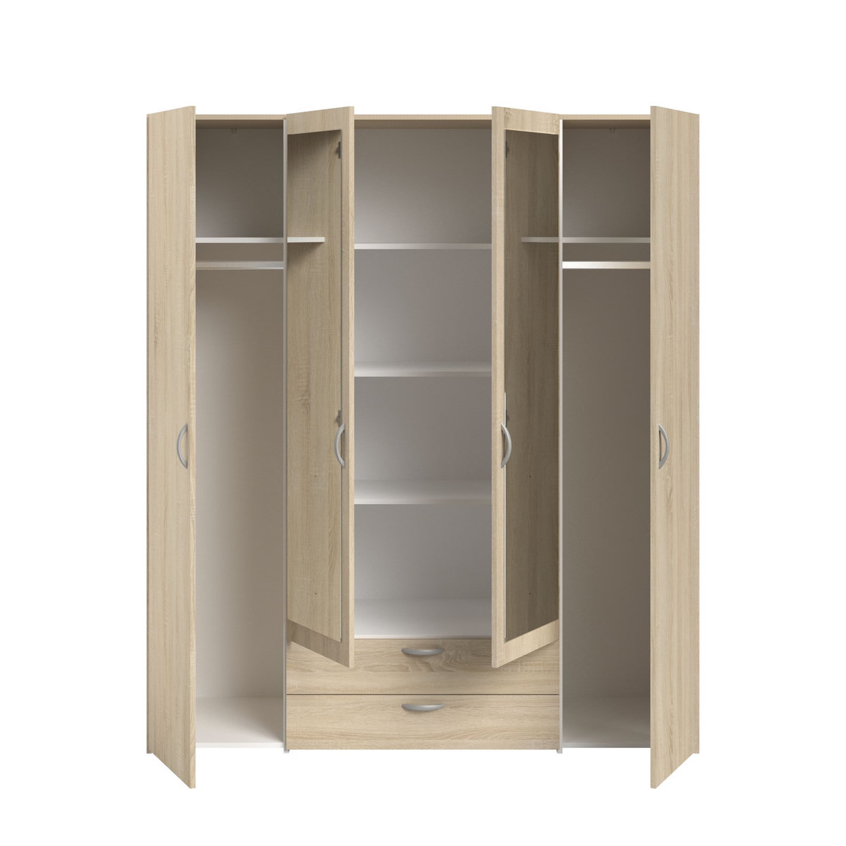 Armoire 4 portes 2 tiroirs 1 miroir L160cm DAISY