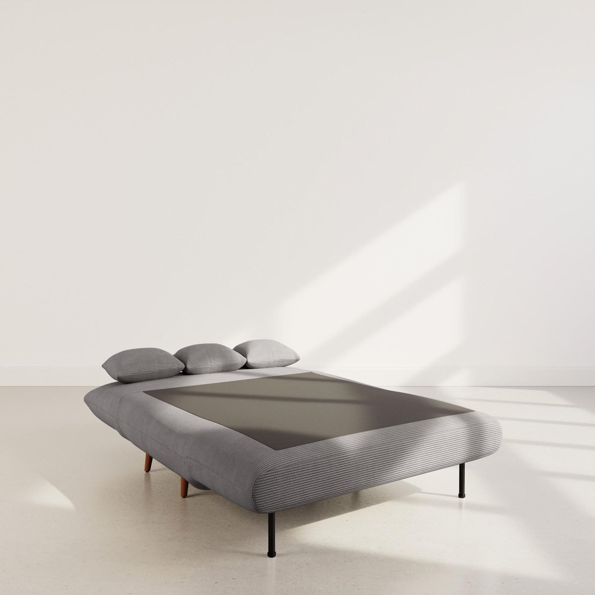 BEST MOBILIER Lumi - banquette convertible clic-clac 2 places en velours côtelé