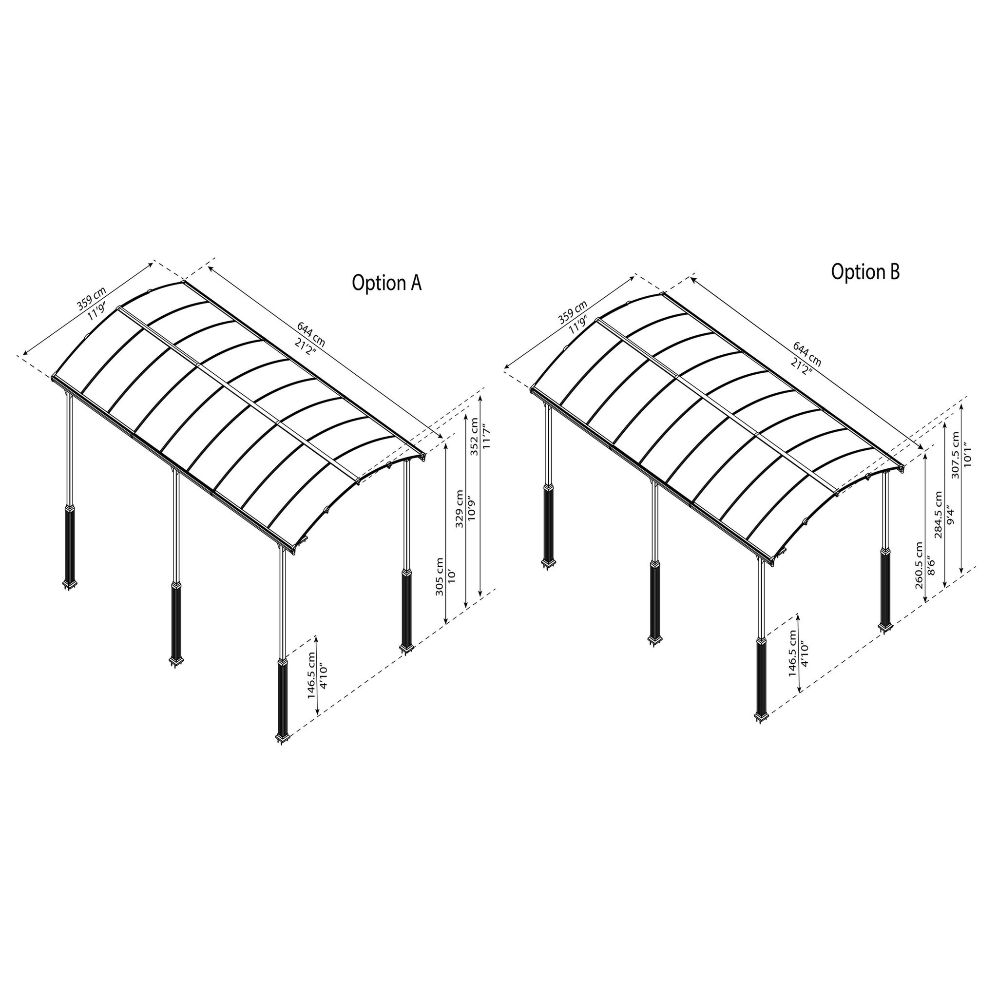 Voir la diapositive 3 : Canopia by PALRAM Carport Aluminium - Anthracite - 20,1m² - ARCADIA ALPINE 6400