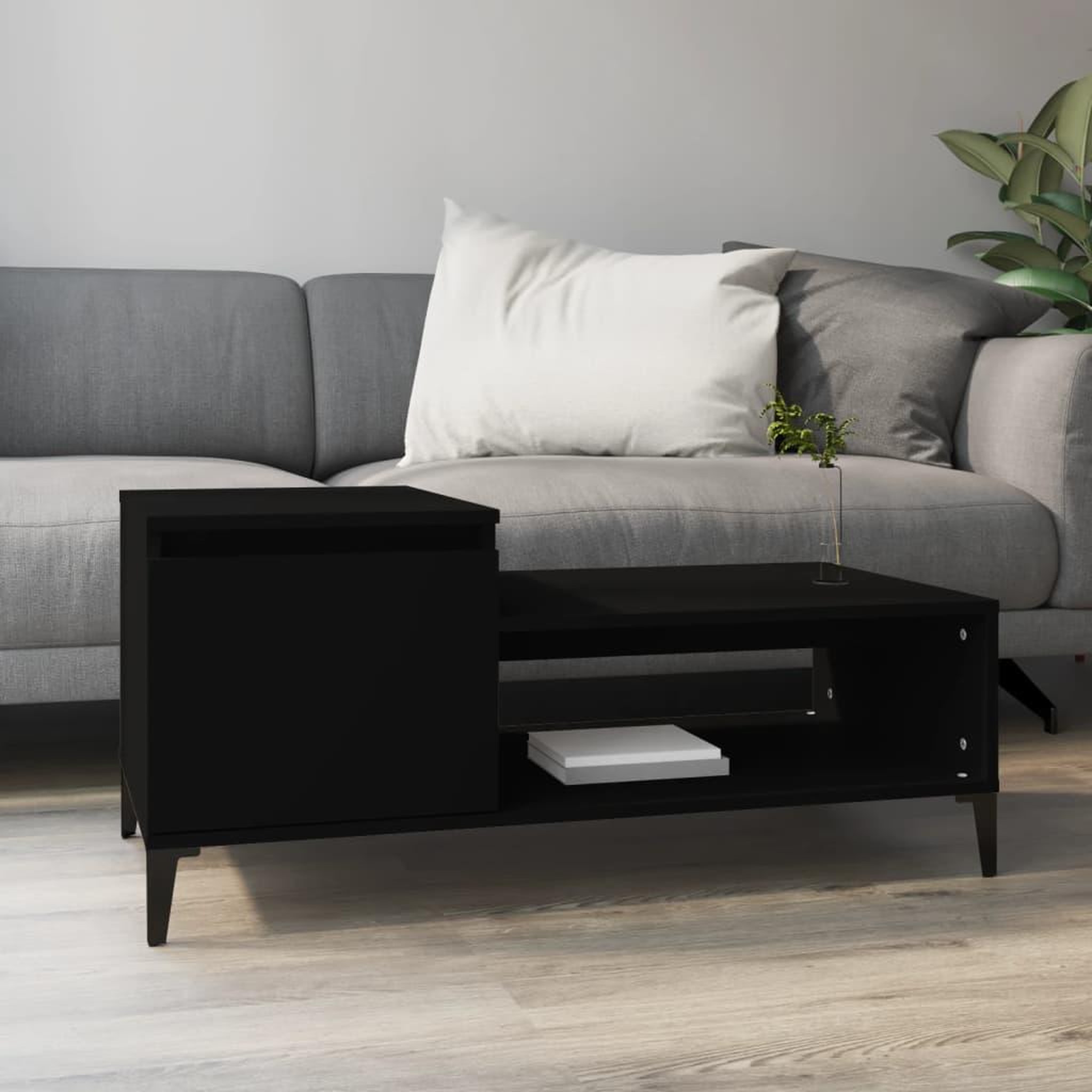 Voir la diapositive 1 : VIDAXL Table basse Noir 100x50x45 cm Bois d'ingenierie