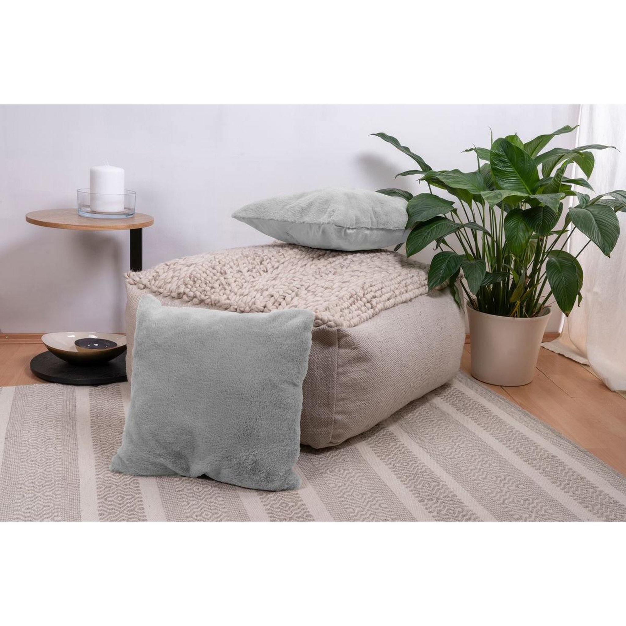 Voir la diapositive 2 : Paris Prix Lot de 2 coussins déco  aimée  45x45cm gris bleu