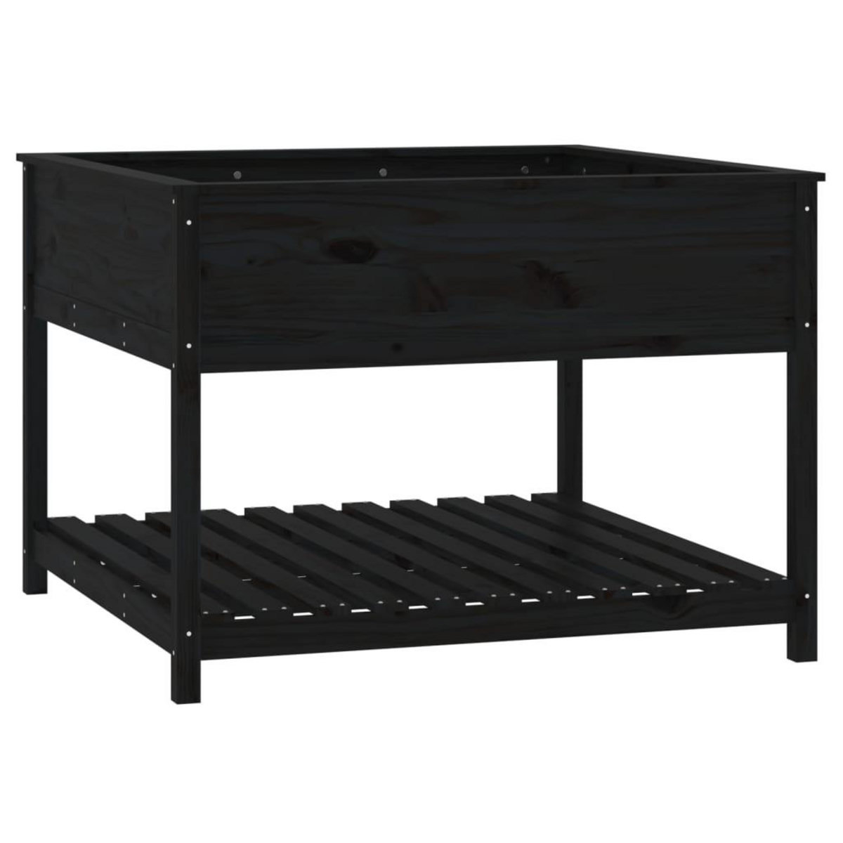 VIDAXL Jardiniere et etagere Noir 111,5x111,5x81 cm Bois massif de pin