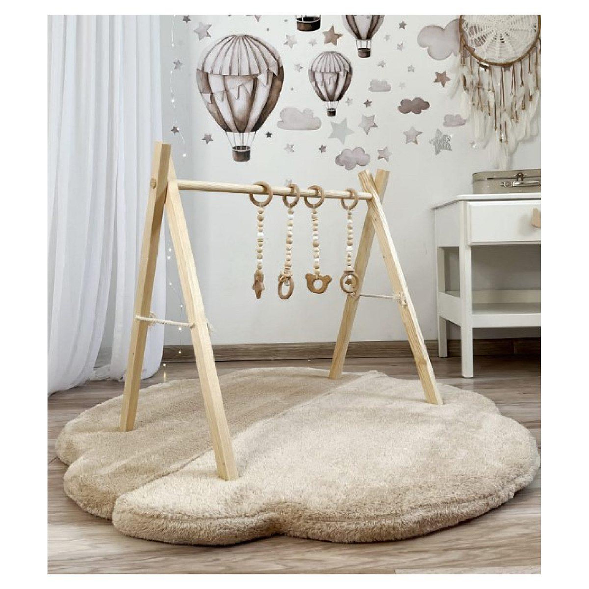 Voir la diapositive 2 : MONIO FOR KIDS Tapis de jeu nuage en peluche beige