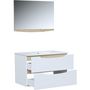 Voir la diapositive 2 : Ensemble meuble de salle de bain bloc 2 tiroirs avec vasque encastrée et miroir L80 cm HAPPY