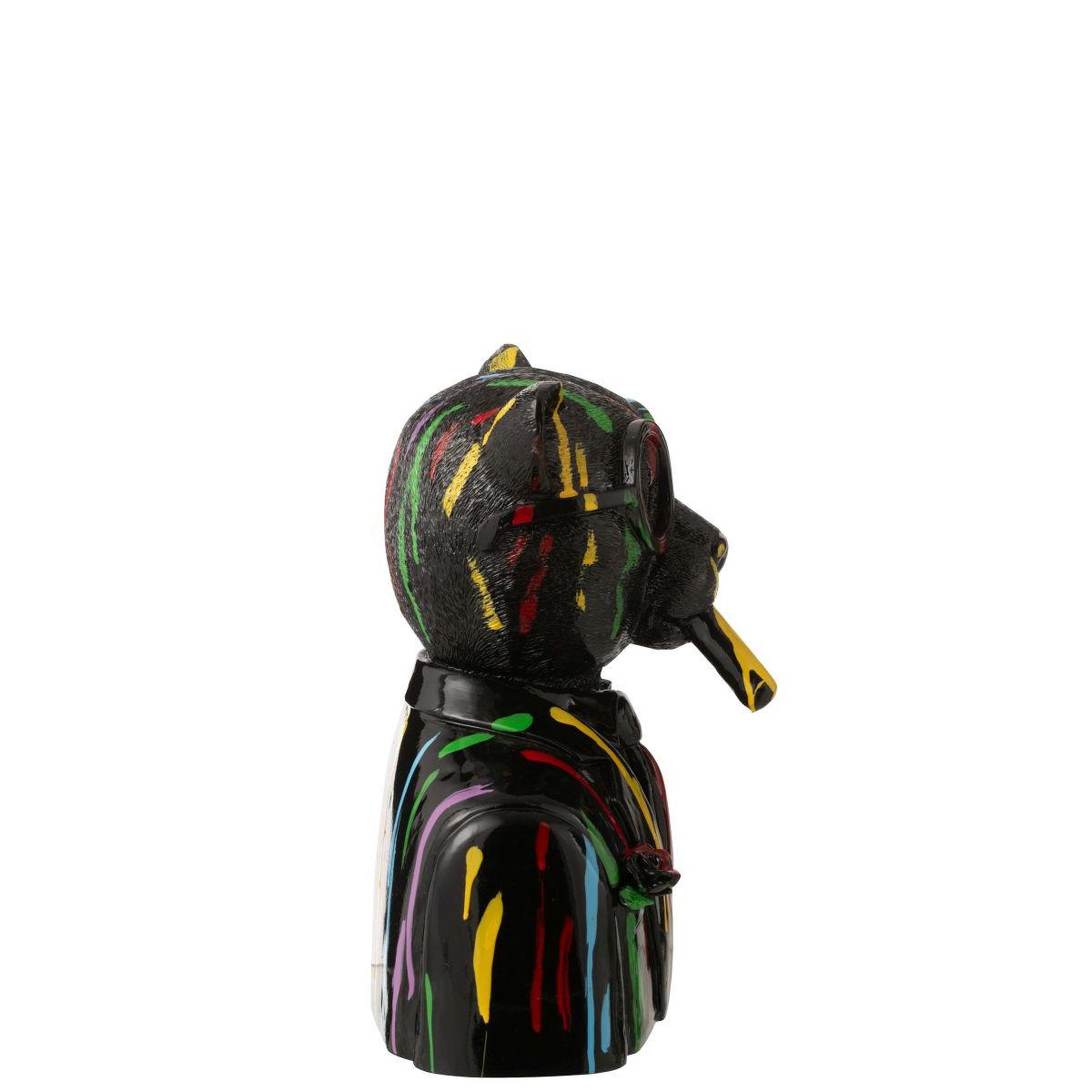 Voir la diapositive 2 : J-LINE Buste léopard  tâches de peinture  31cm noir