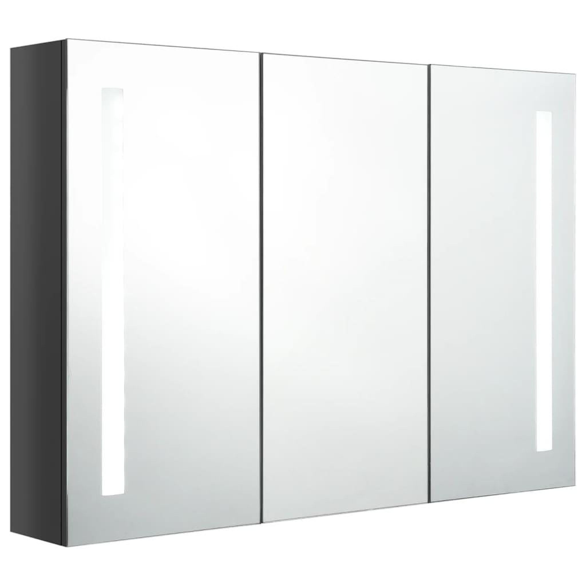 Voir la diapositive 3 : VIDAXL Armoire de salle de bain a miroir LED 89x14x62 cm Gris brillant