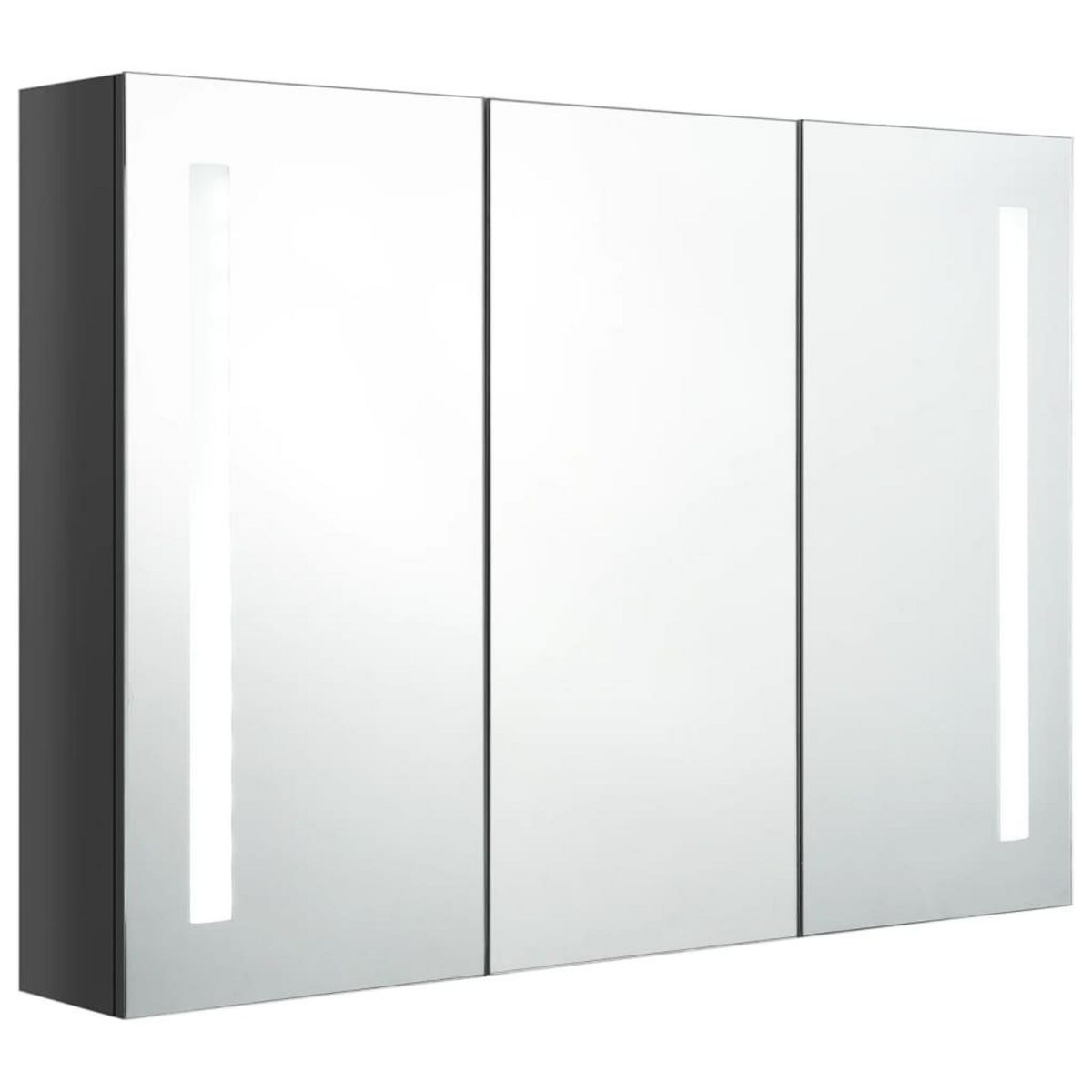 VIDAXL Armoire de salle de bain a miroir LED 89x14x62 cm Gris brillant