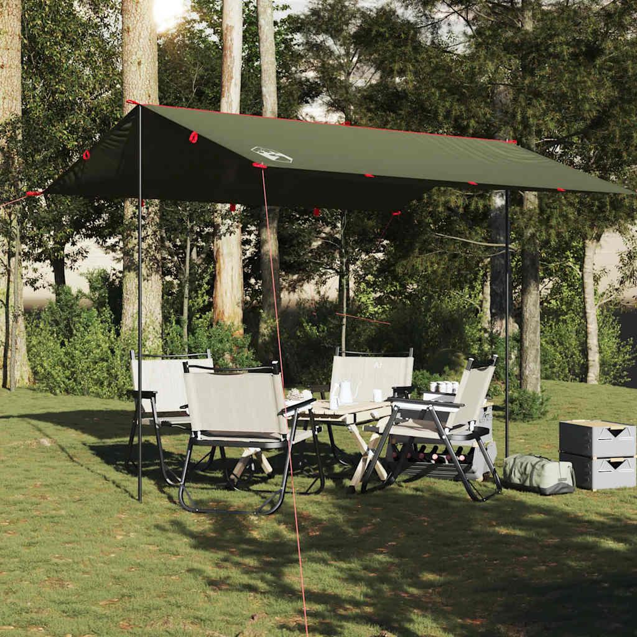Voir la diapositive 3 : VIDAXL Bache de camping vert olive 366x306 cm impermeable