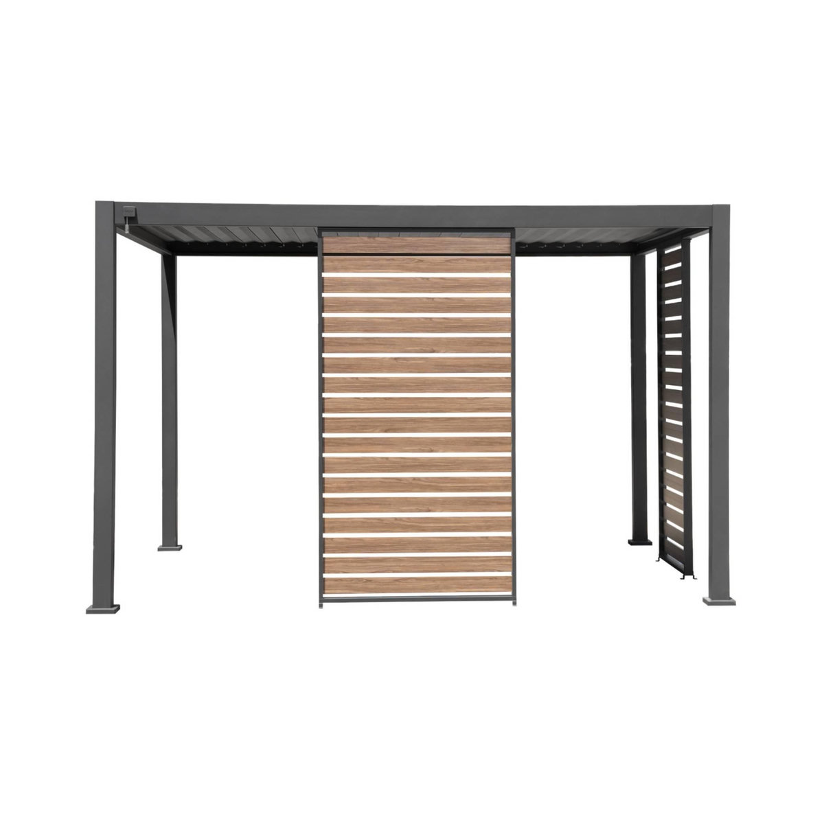 SWEEEK Persienne 130 cm pour pergola bioclimatique Triomphe aluminium effet bois anthracite