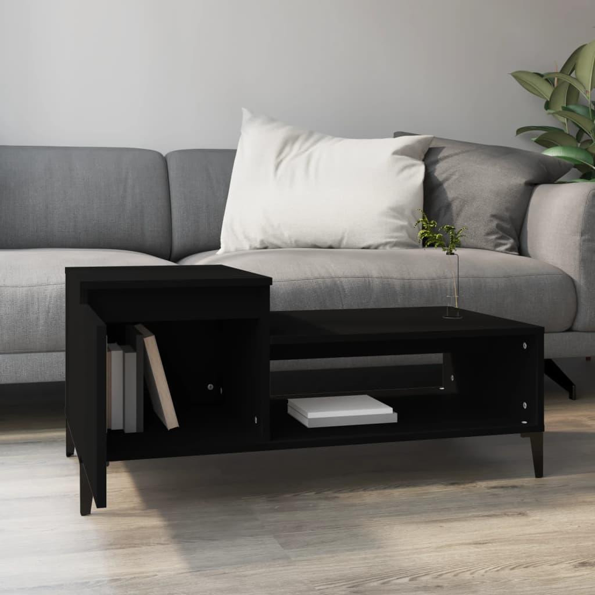 Voir la diapositive 3 : VIDAXL Table basse Noir 100x50x45 cm Bois d'ingenierie