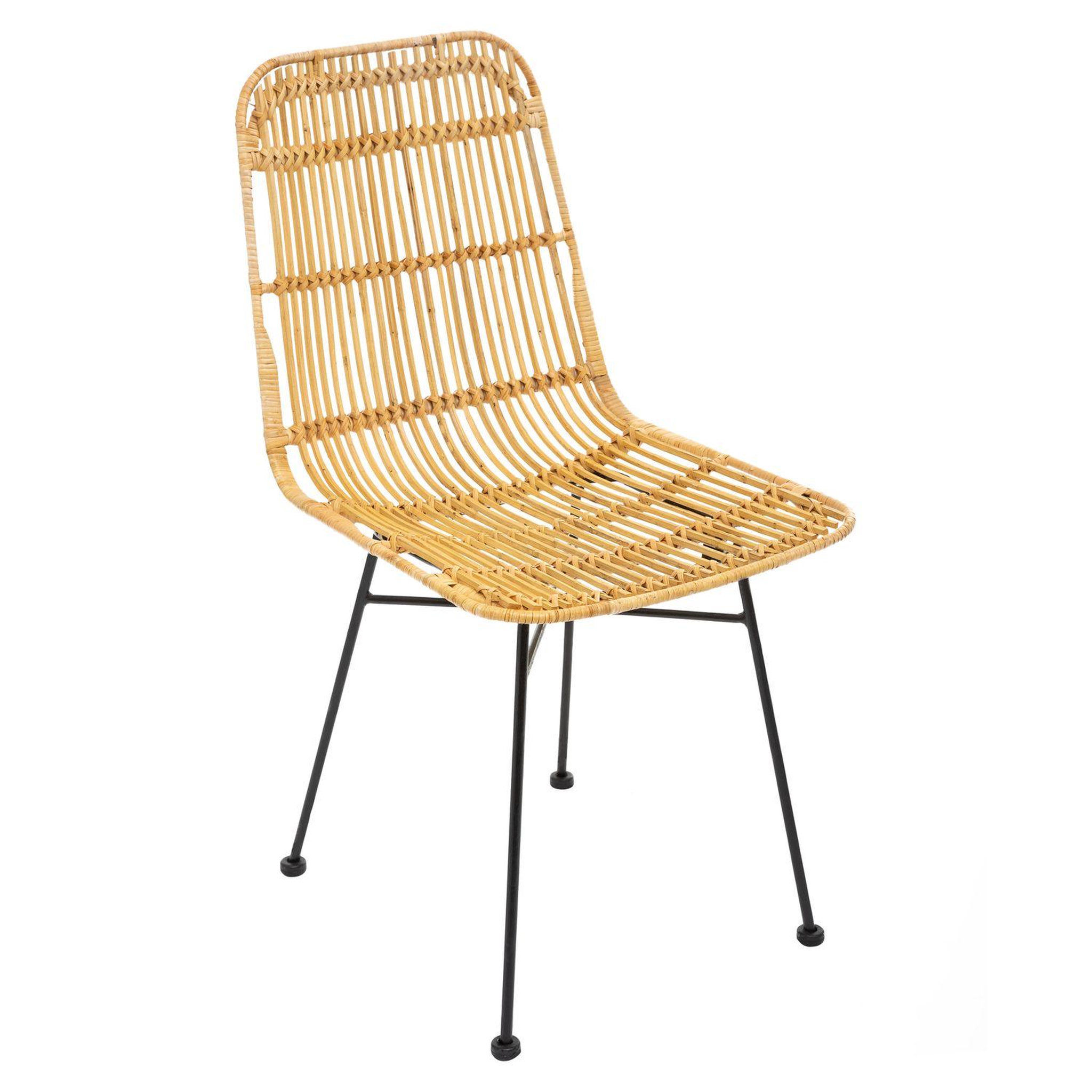 TOILINUX Lot de 4 chaises en rotin kubu - beige