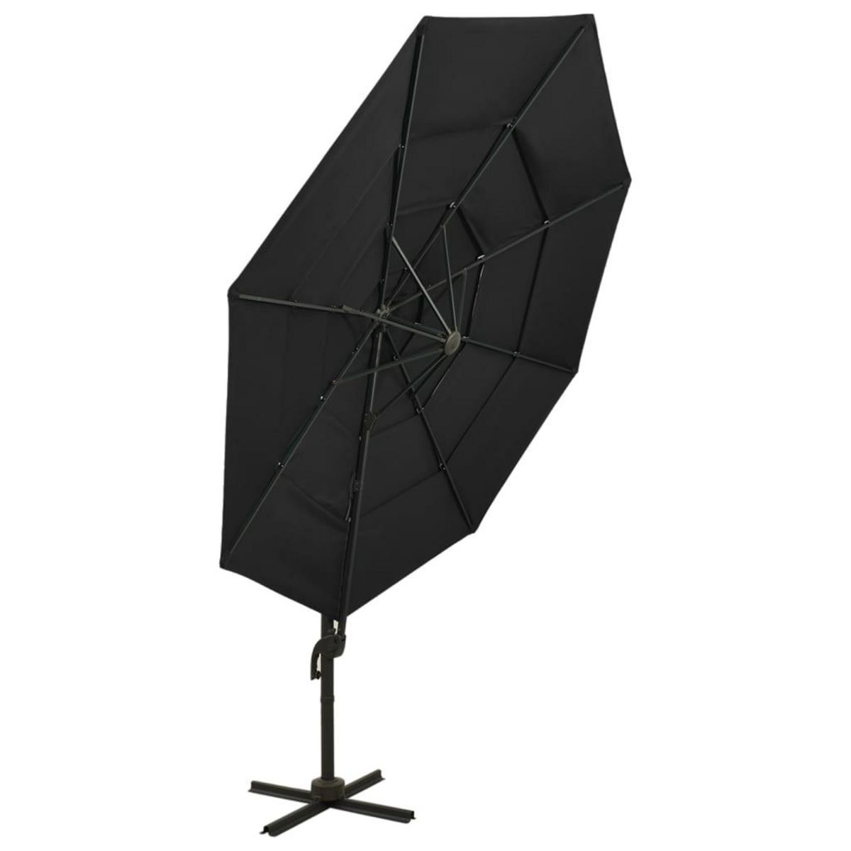 VIDAXL Parasol de jardin a 4 niveaux avec mat en aluminium noir 3x3 m