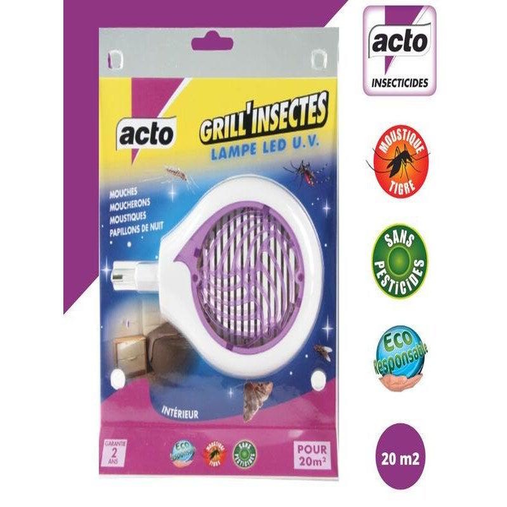 CENTRALE BRICO Lampe led UV, GRILL'INSECTES, protège jusqu'à 20 m²