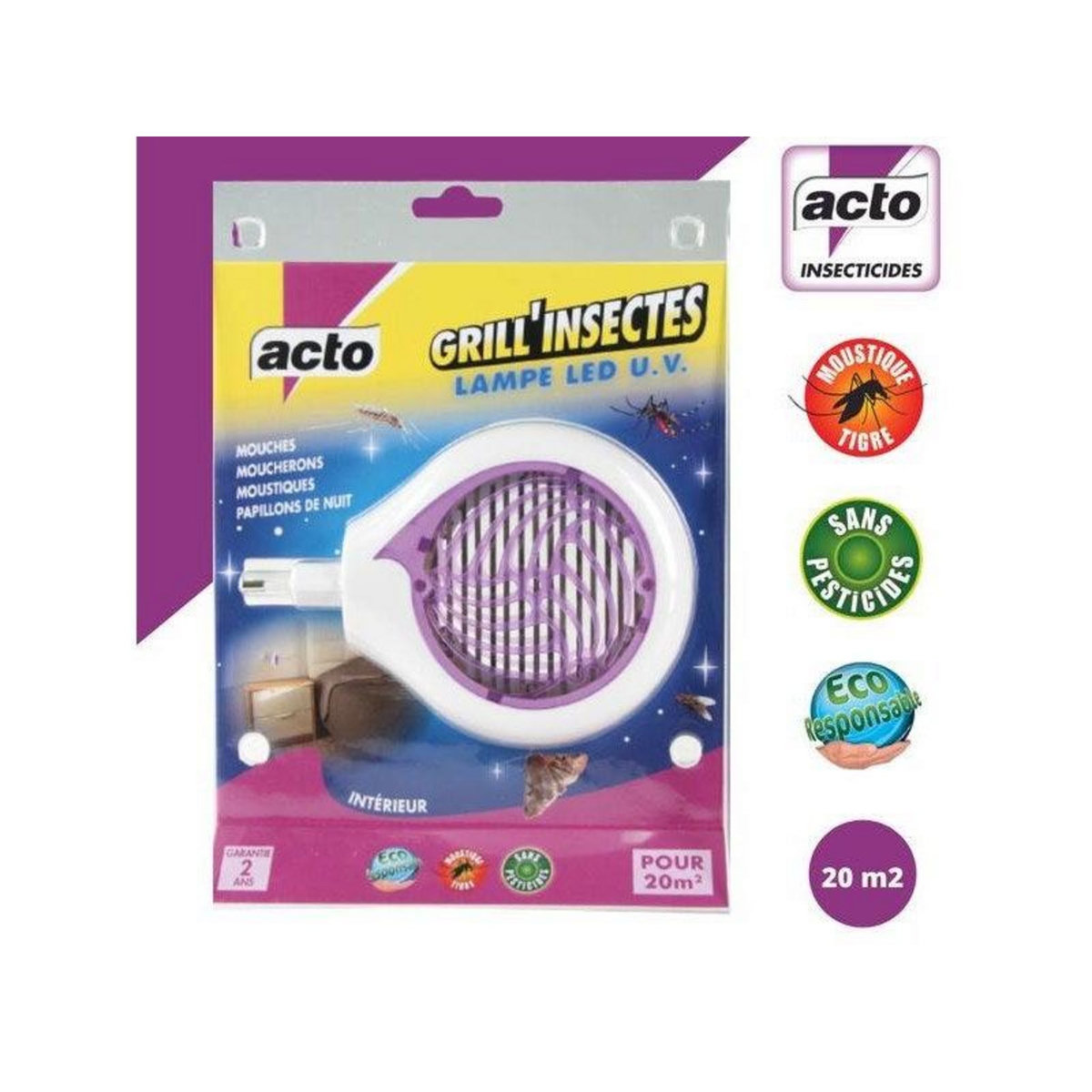 CENTRALE BRICO Lampe led UV, GRILL'INSECTES, protège jusqu'à 20 m²