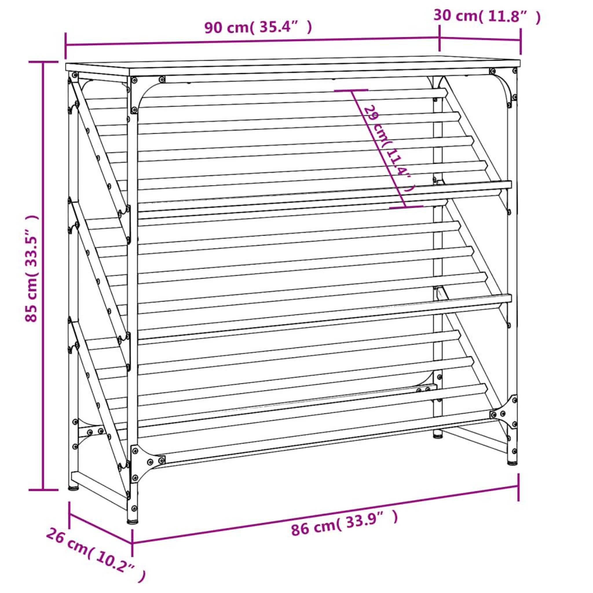 Voir la diapositive 6 : VIDAXL Etagere a chaussures noir 90x30x85 cm bois d'ingenierie