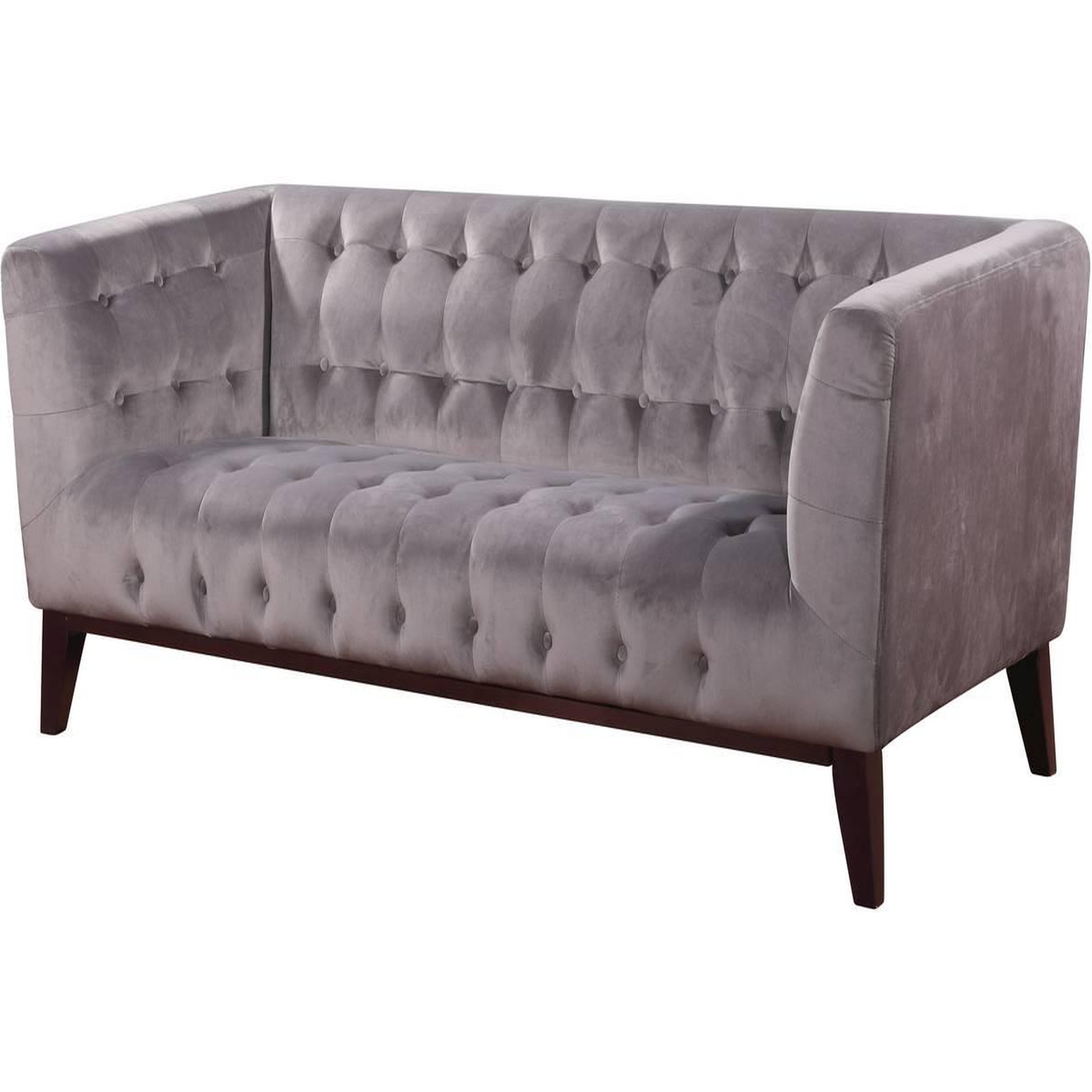 Habitat et Jardin Canapé droit fixe en velours  vanessa  - 3 places - gris clair