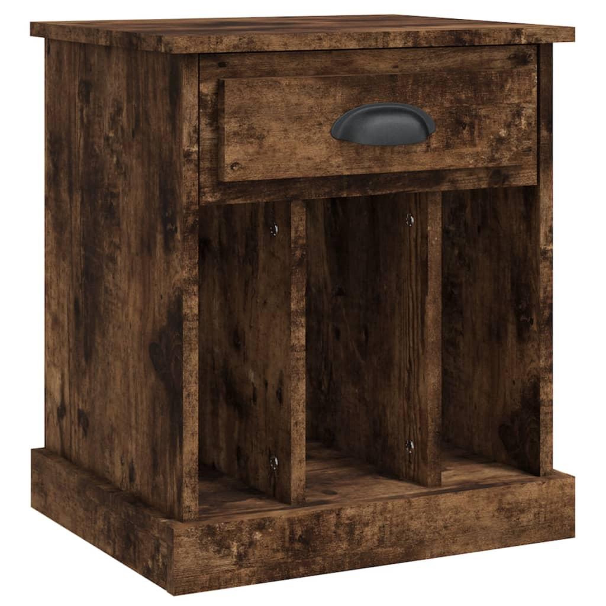 Voir la diapositive 2 : VIDAXL Table de chevet chene fume 43x36x50 cm