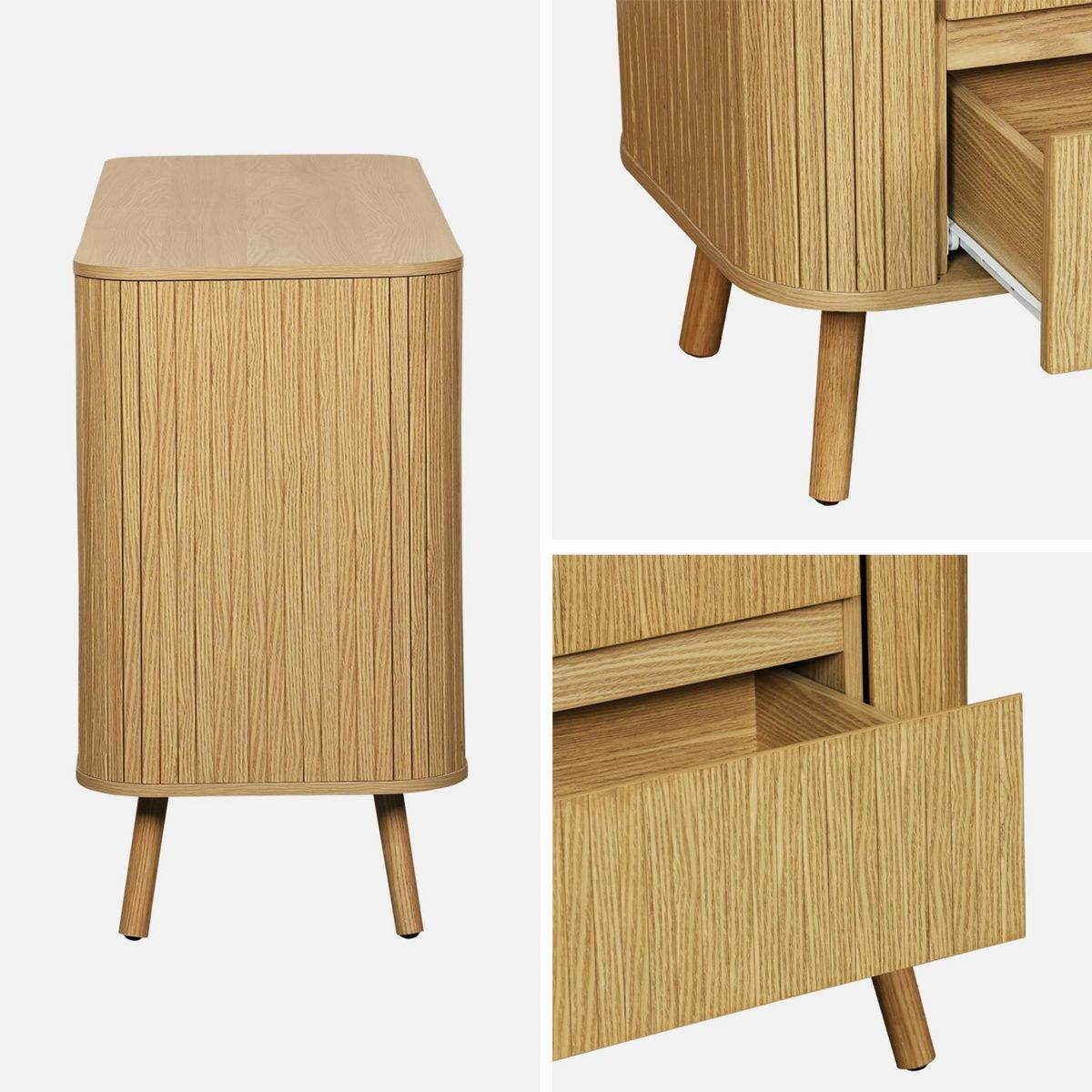 SWEEEK Commode 6 tiroirs. décor strié naturel. L 150 x P 45  H 80cm