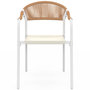 Voir la diapositive 3 : ID MARKET Lot de 6 chaises de jardin MADEIRA métal blanc cordage et textilène beige et rotin clair