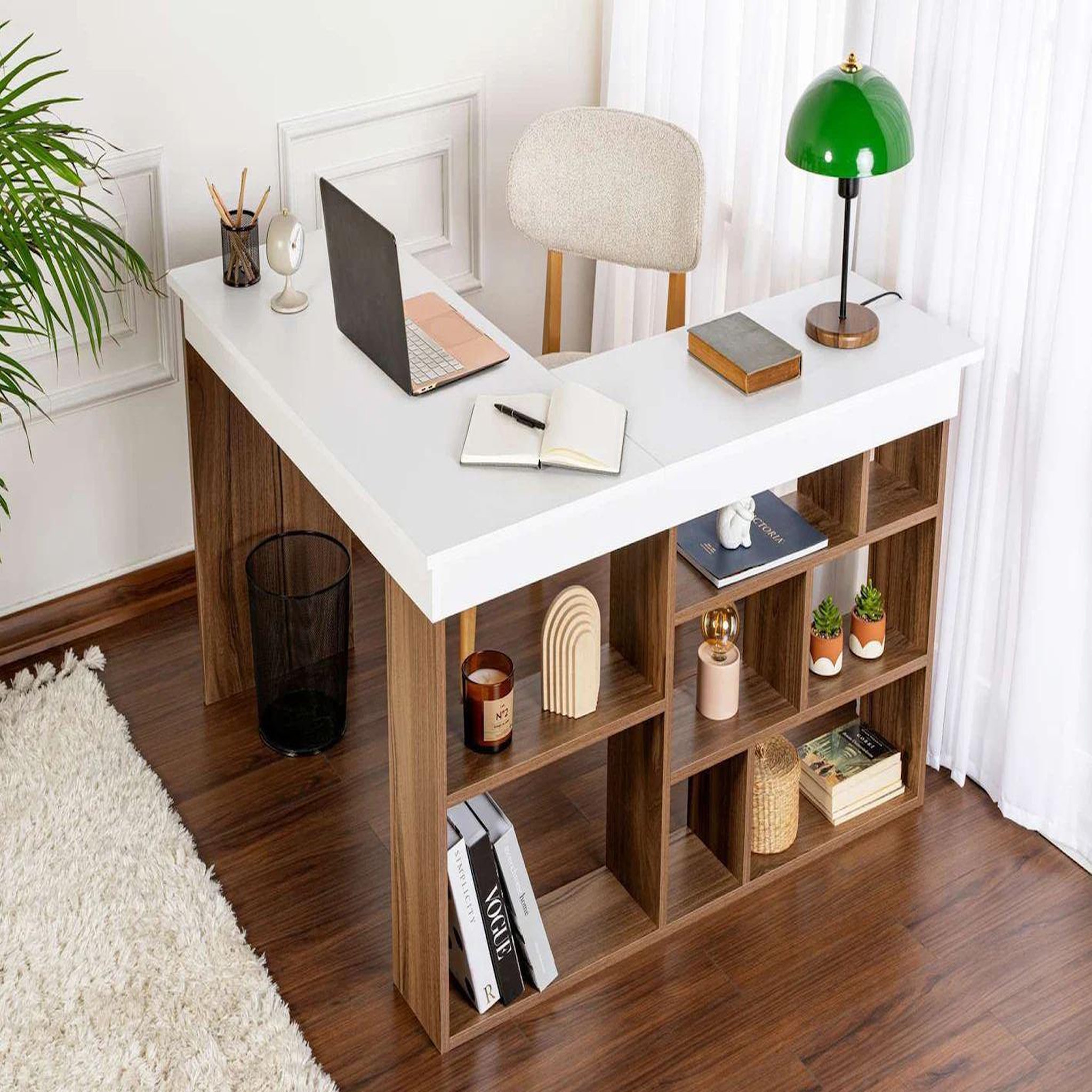 Voir la diapositive 2 : Habitat et Jardin Bureau en bois  vesper  130 x 120 x 72 cm - noyer