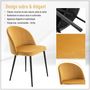 Voir la diapositive 6 : HOMCOM Chaises de visiteur design scandinave - lot de 2 chaises - pieds effilés métal noir - assise dossier ergonomique velours moutarde