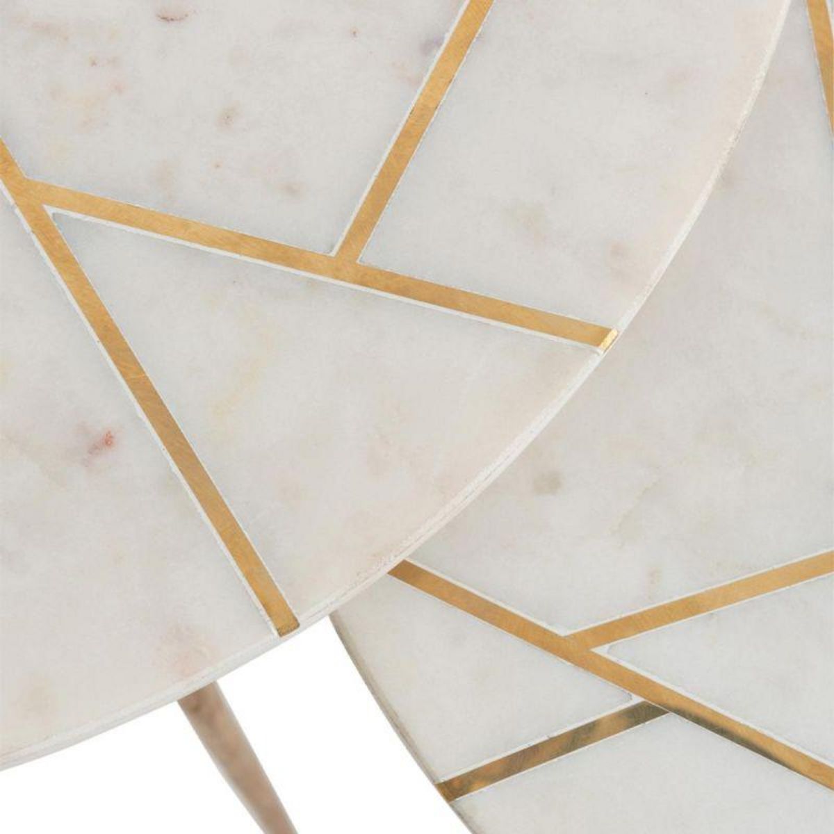 Paris Prix Lot de 2 Tables Gigognes  Lolita  56cm Or & Blanc