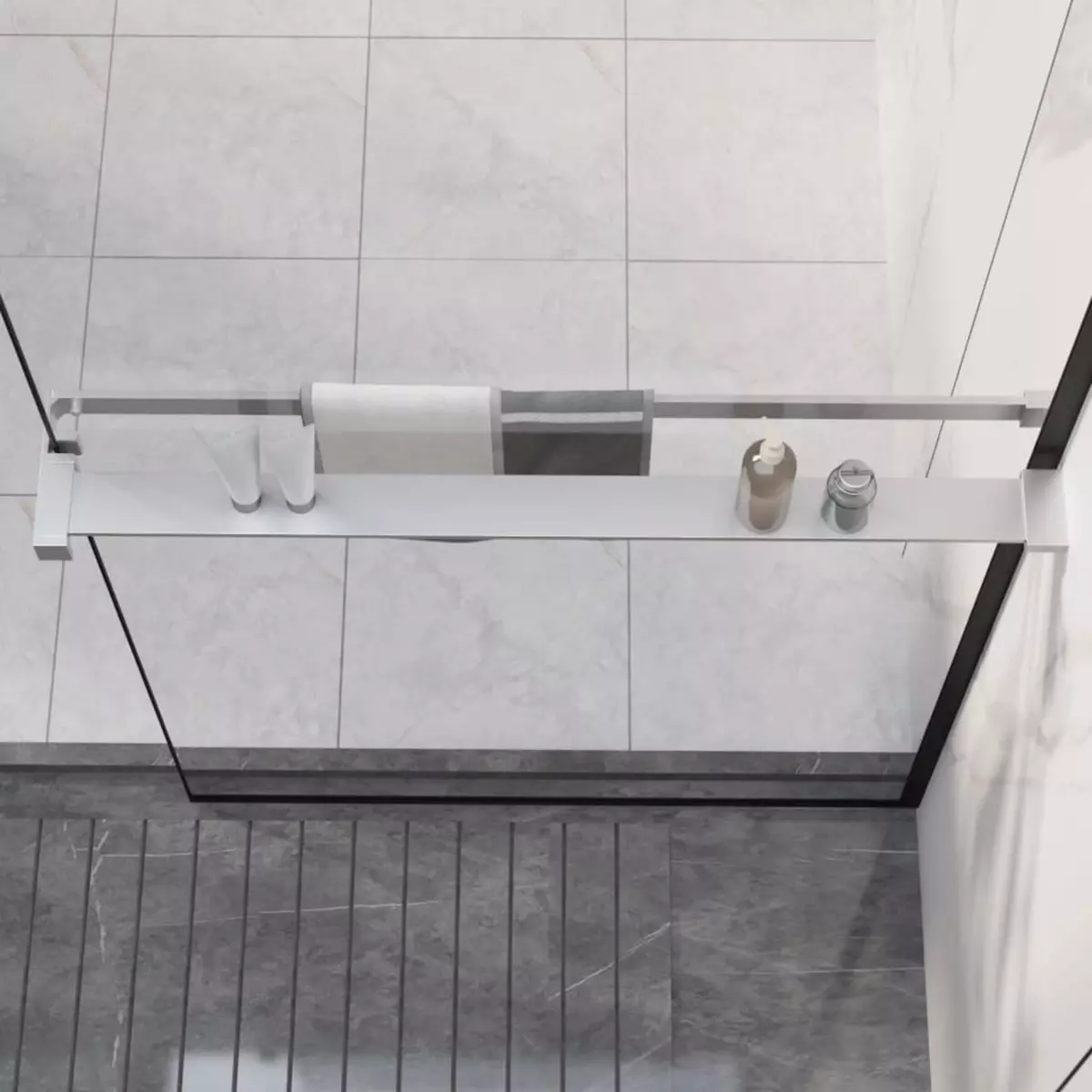 VIDAXL Etagere de douche paroi de douche a l'italienne Chrome 80 cm