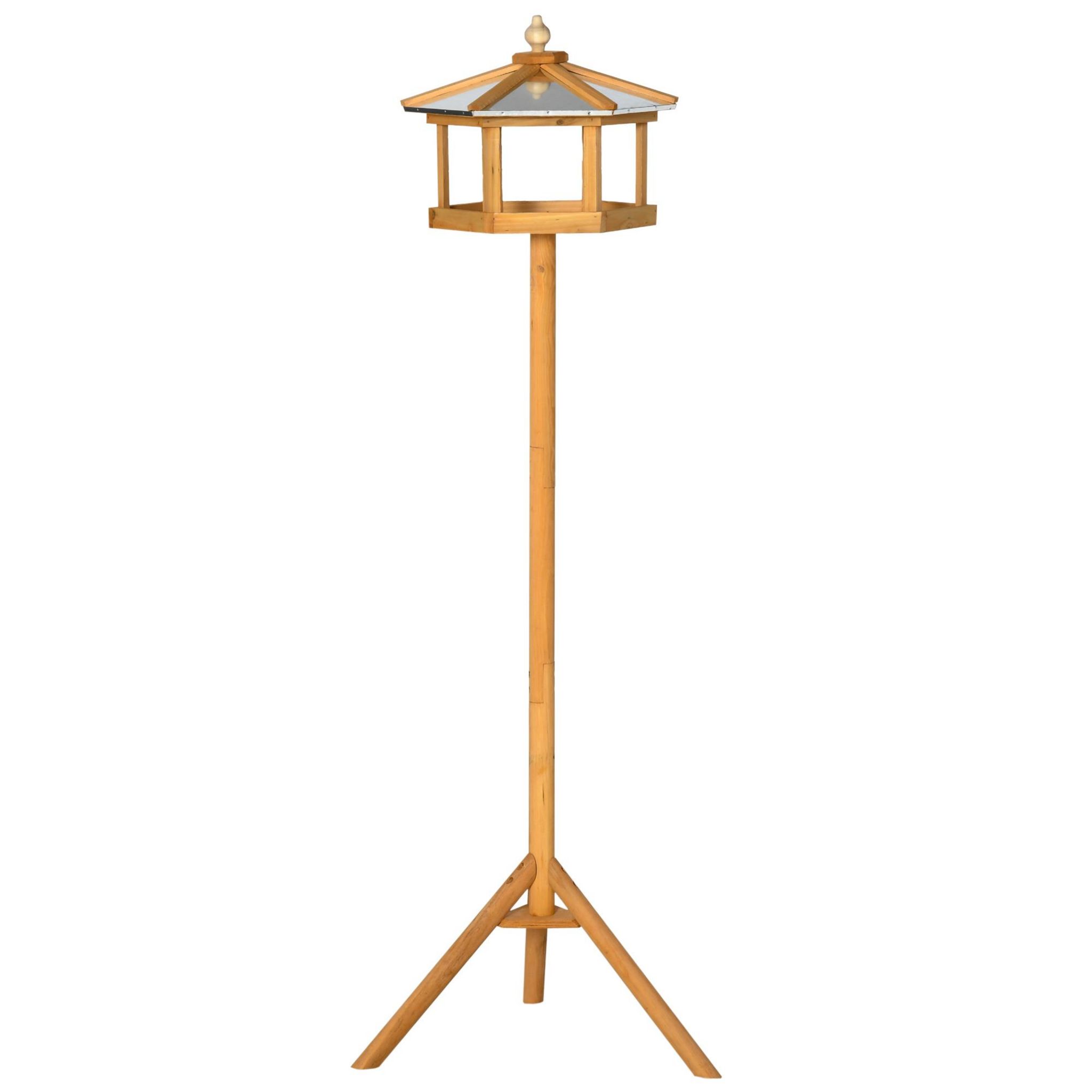 Mangeoire Oiseaux Sur Pied 135 Cm - Cabane En Bois Avec Fenêtres - Toit Bardeaux Vert - Extérieur