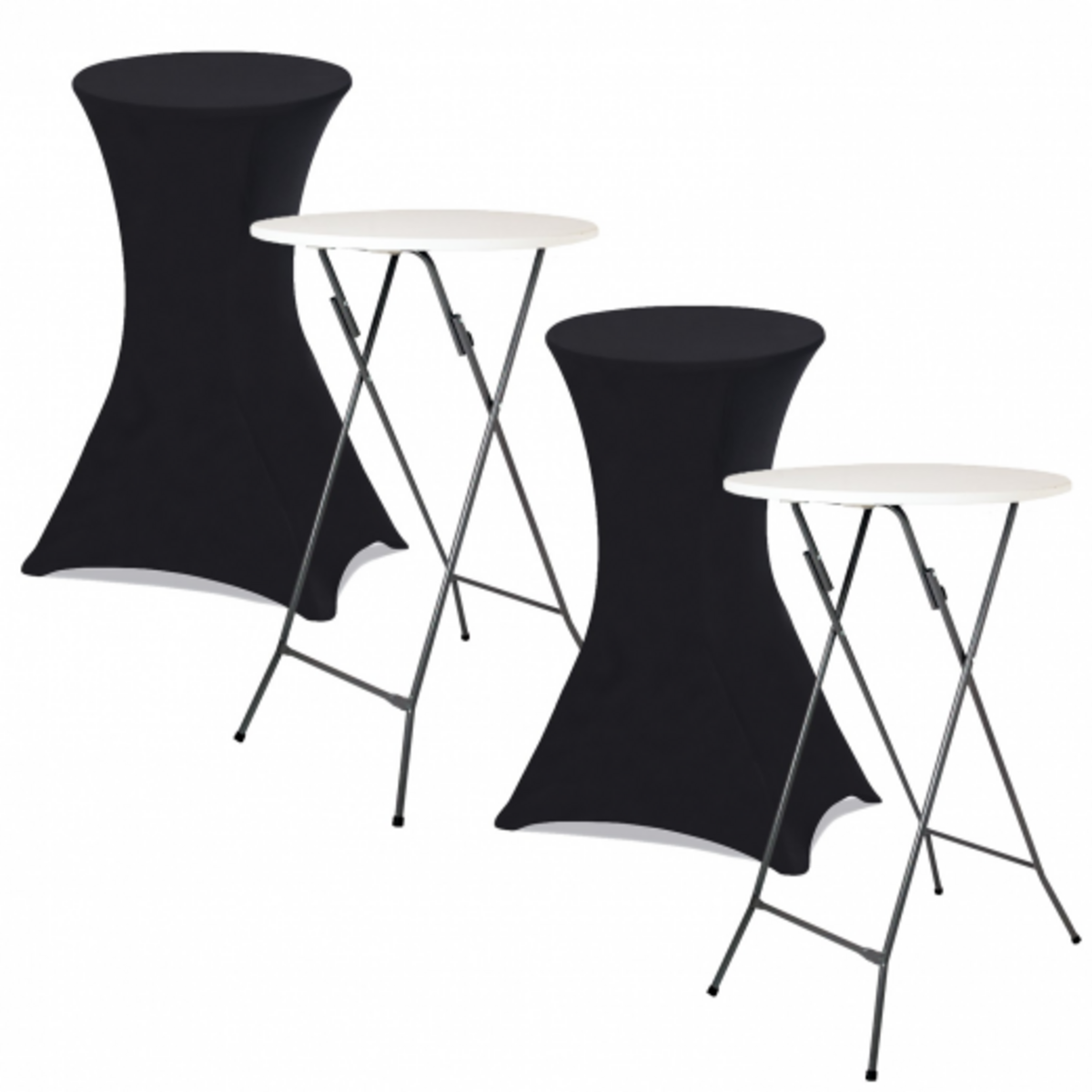 ID MARKET Lot de 2 housses noires pour table haute pliante 105 CM