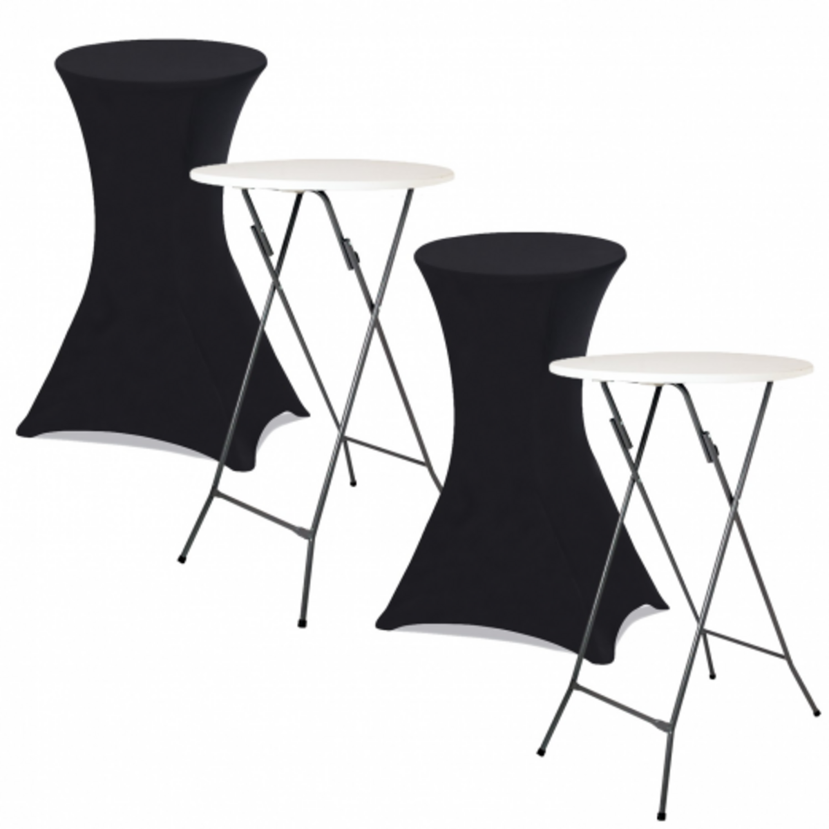 ID MARKET Lot de 2 housses noires pour table haute pliante 105 CM